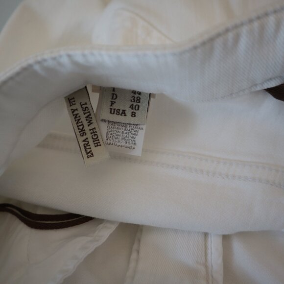Brunello Cucinelli White Jeans Monili Frayed Hem Skinny Denim 32"x28" Size 8 - Picture 6 of 7